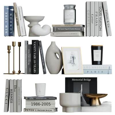 现代书籍陶罐饰品摆件